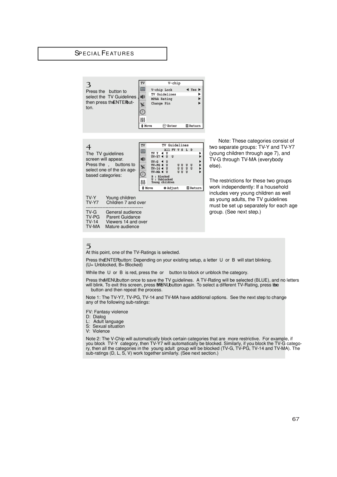 Samsung TXN2771HF/TXN3071WHF manual General audience, Parent Guidance, TV-14, Mature audience 