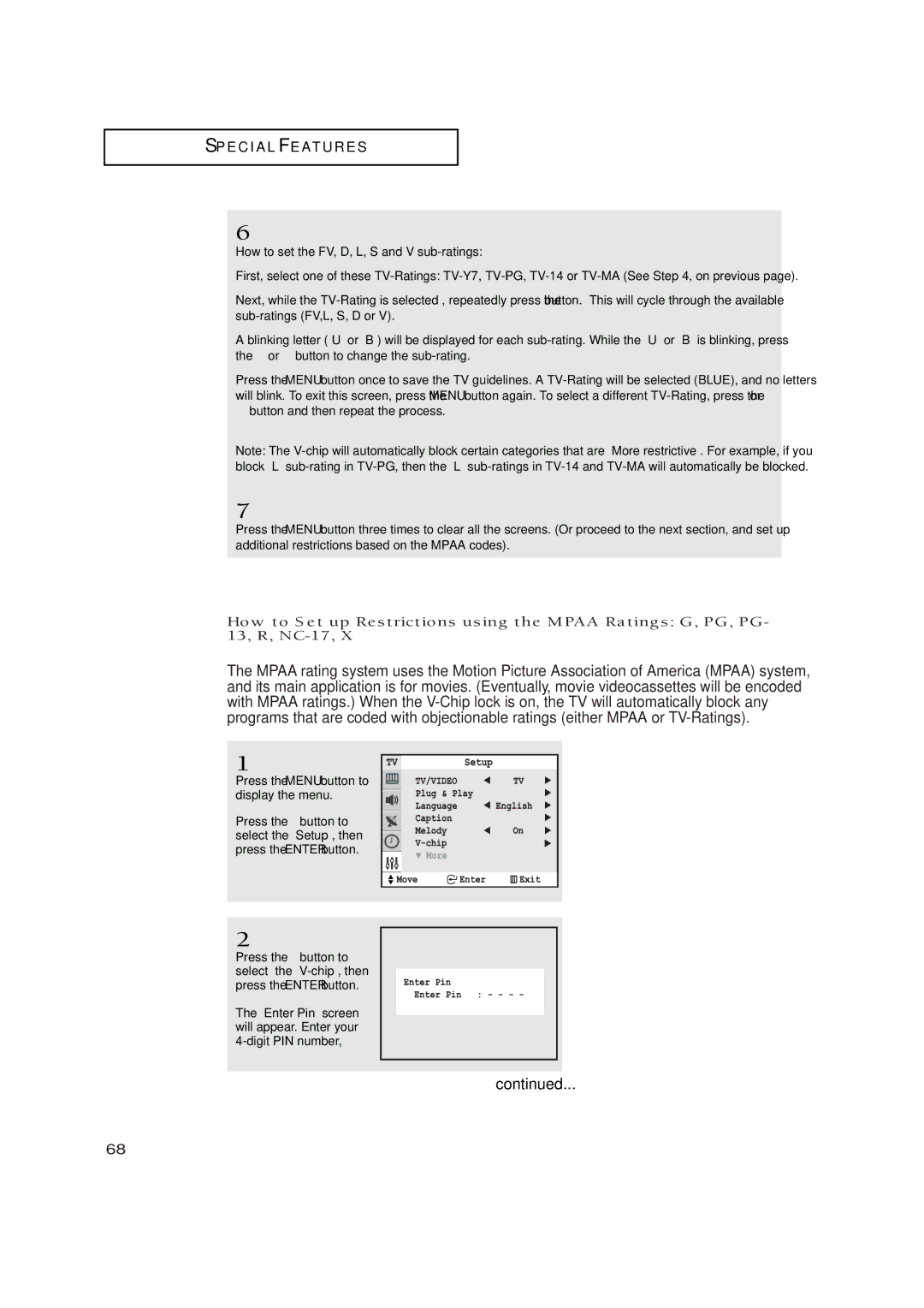 Samsung TXN2771HF/TXN3071WHF manual Enter Pin screen will appear. Enter your 4-digit PIN number 