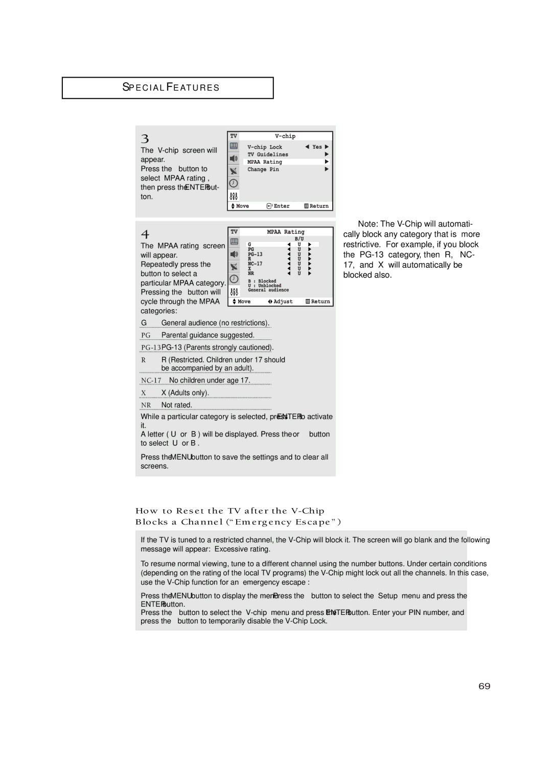 Samsung TXN2771HF/TXN3071WHF manual E C I a L F E AT U R E S 