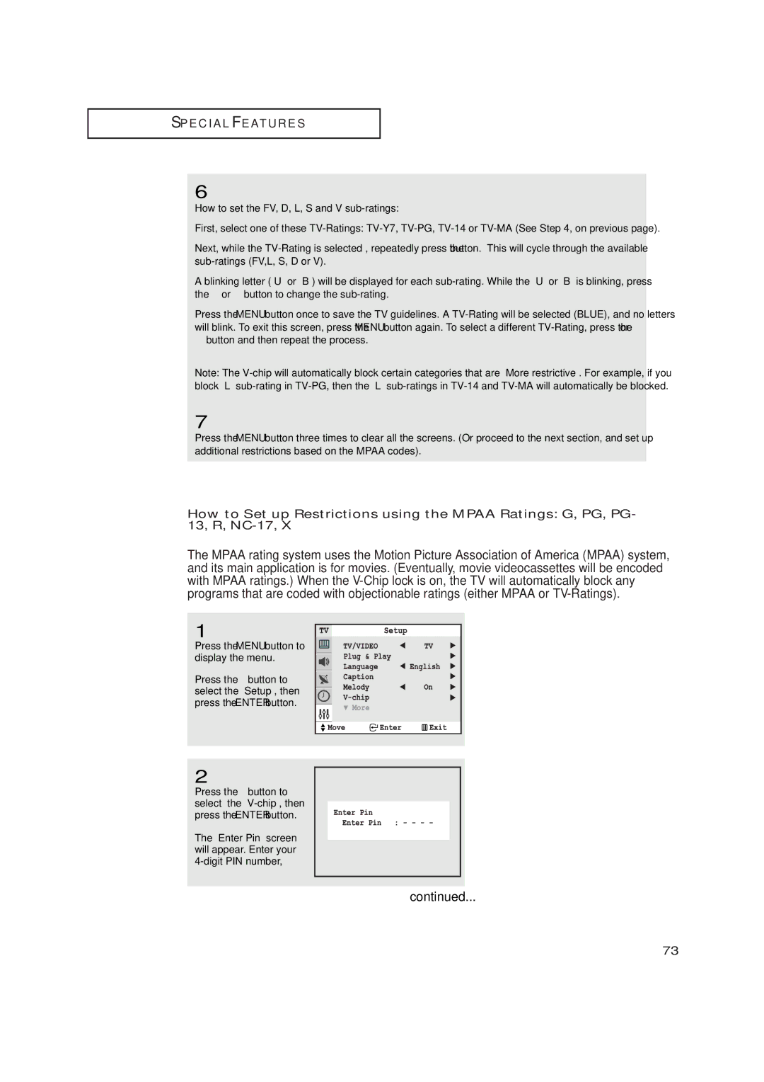 Samsung TXN2771HF/TXN3071WHF manual Enter Pin screen will appear. Enter your 4-digit PIN number 