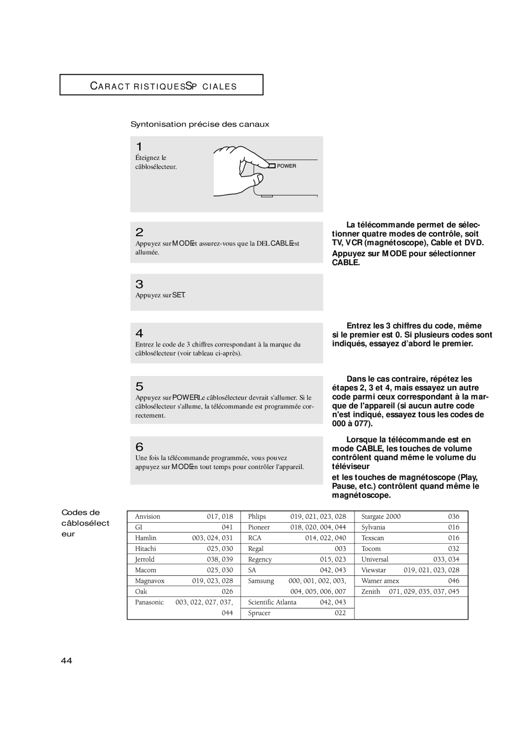 Samsung TXN2670WHF, TXN3098WHF, TXN3075WHF, TXN2798HF, TXN3071WHF manual Syntonisation précise des canaux, Câblosélect, Eur 