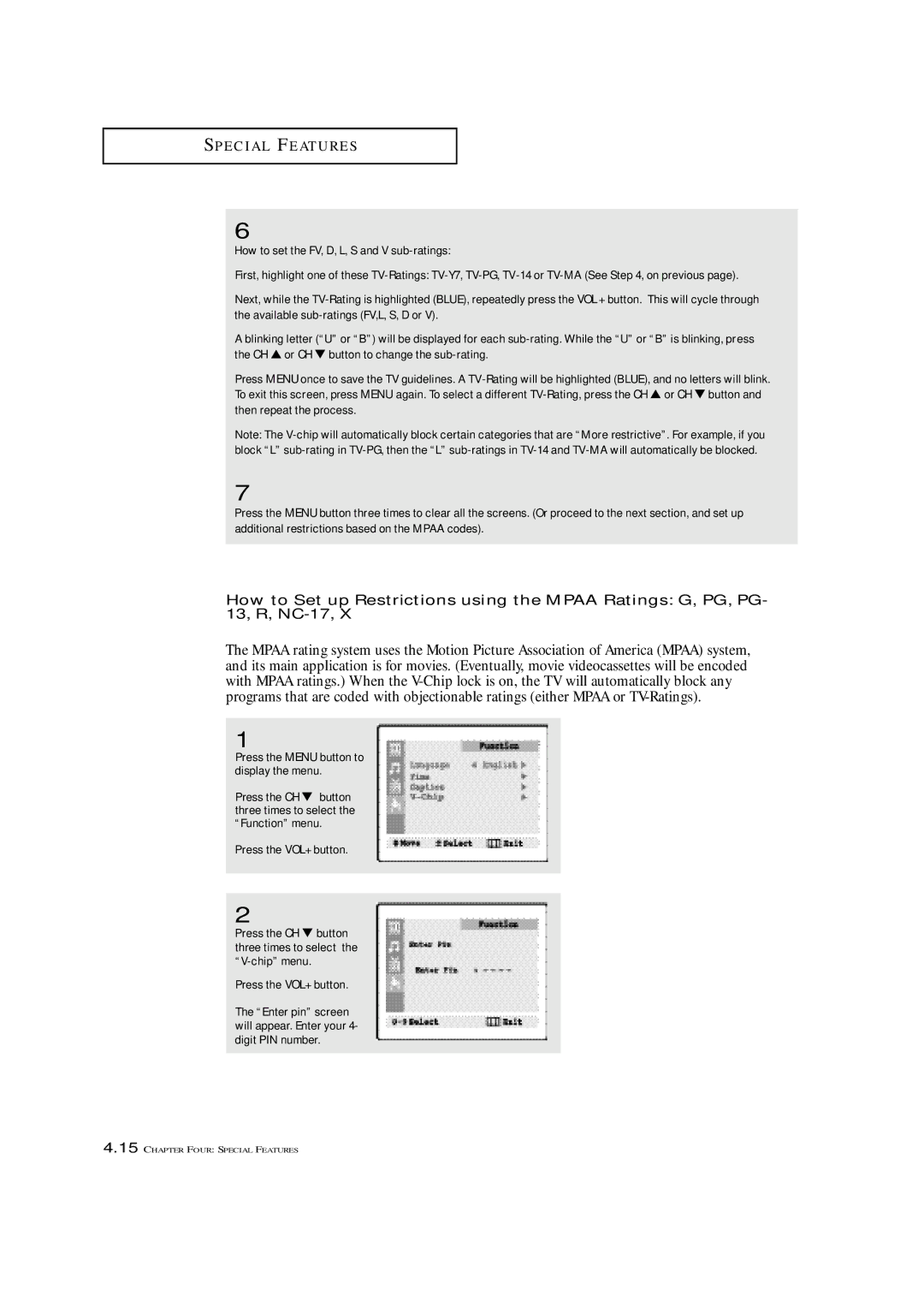 Samsung TXP1430F, TXP1634F, TXP2022 manual E C I a L F E AT U R E S 