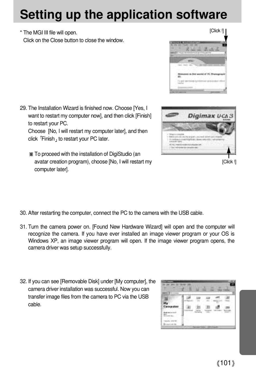 Samsung U-CA 3 manual 101, Computer later 