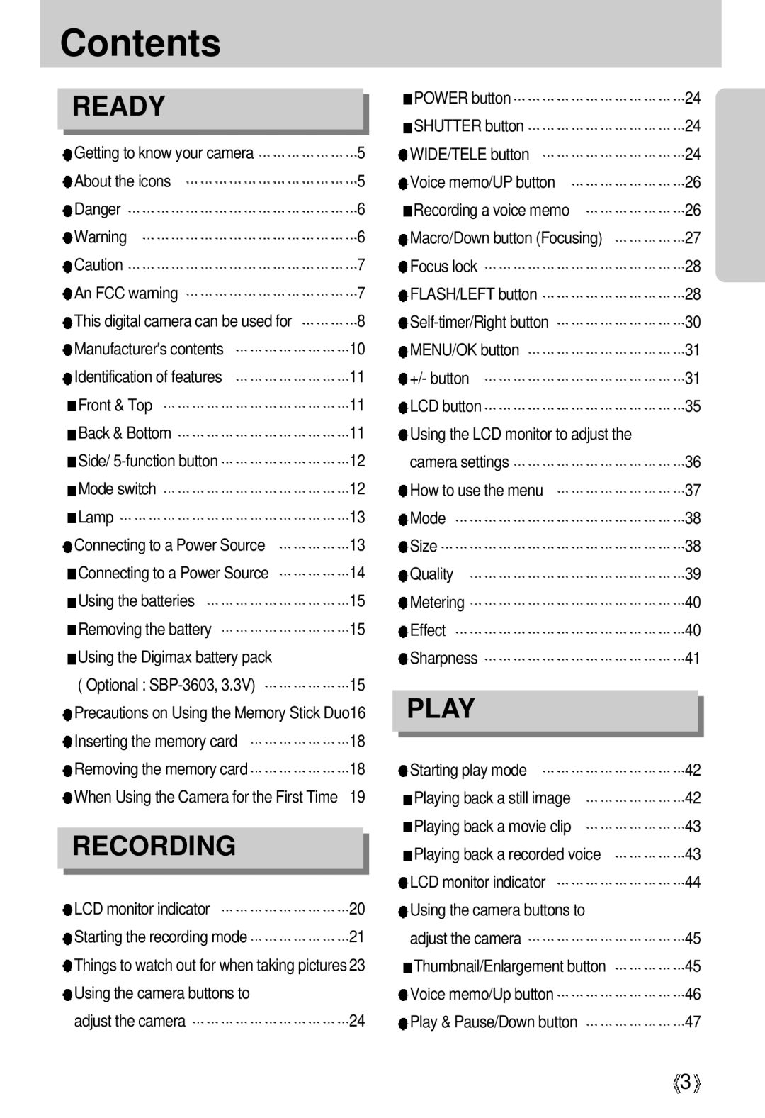 Samsung U-CA 3 manual Contents 