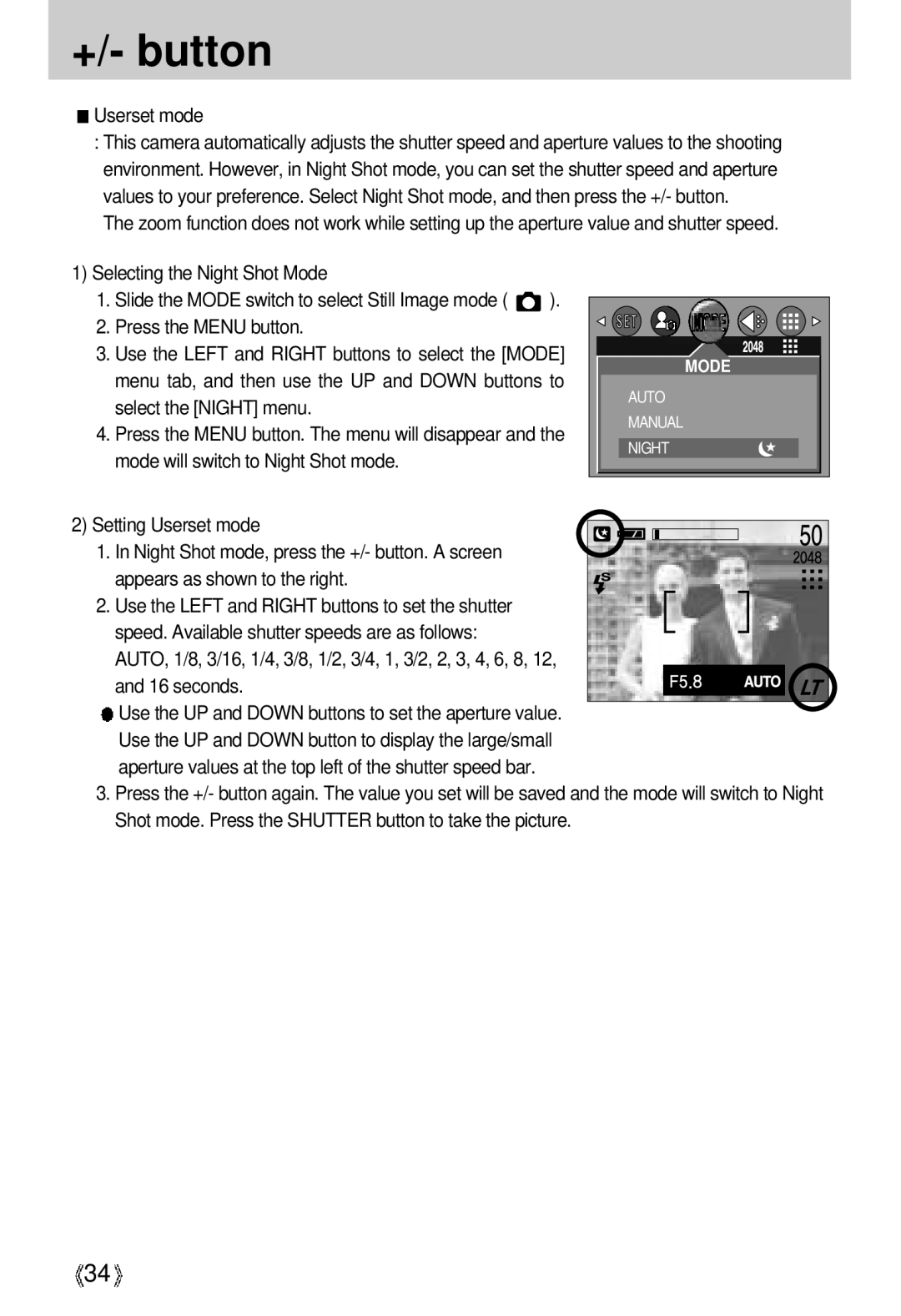 Samsung U-CA 3 manual Userset mode 