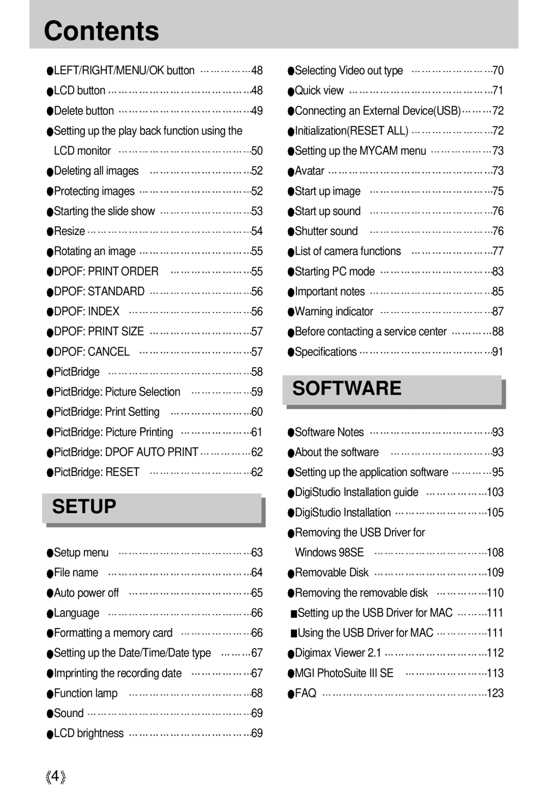 Samsung U-CA 3 manual Dpof Print Order, Dpof Standard, Dpof Index Dpof Print Size, Dpof Cancel, Faq 