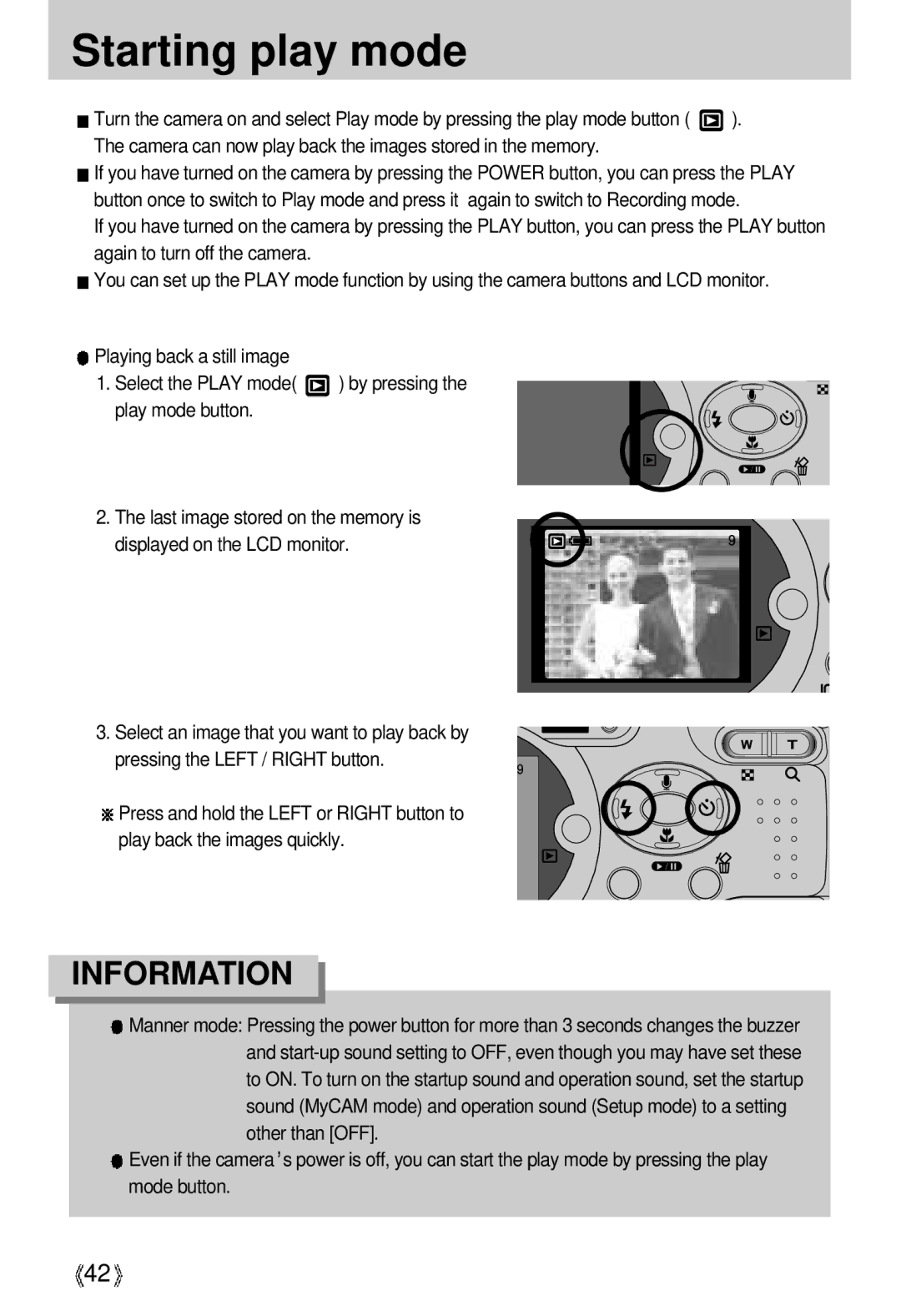 Samsung U-CA 3 manual Starting play mode 