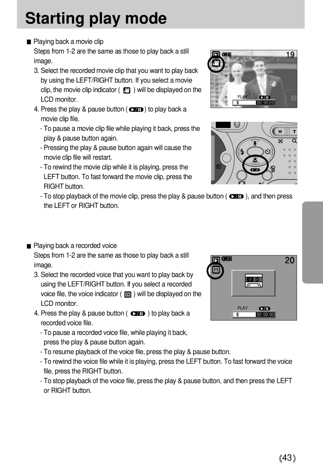 Samsung U-CA 3 manual Play 