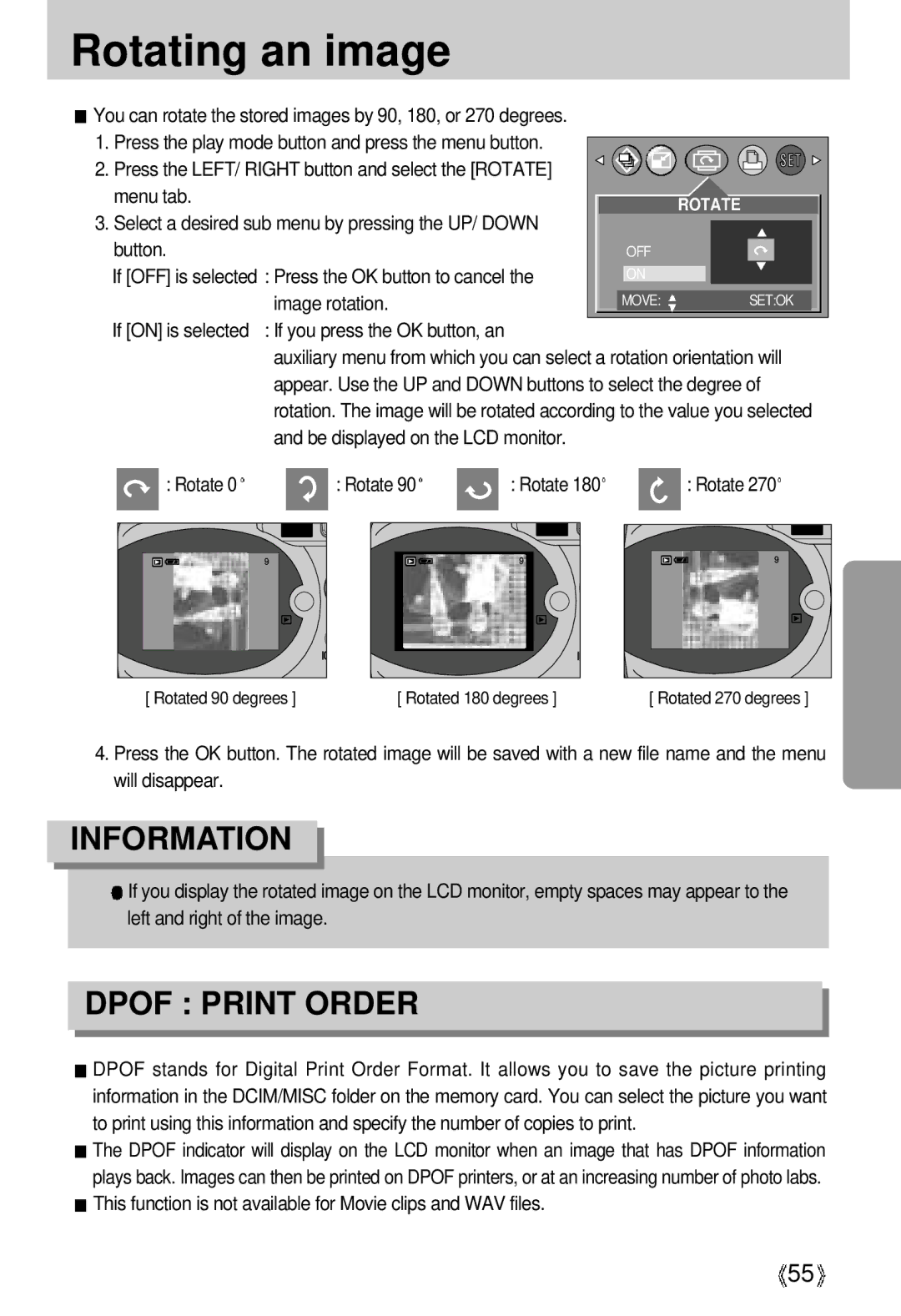 Samsung U-CA 3 manual Rotating an image, Rotate 