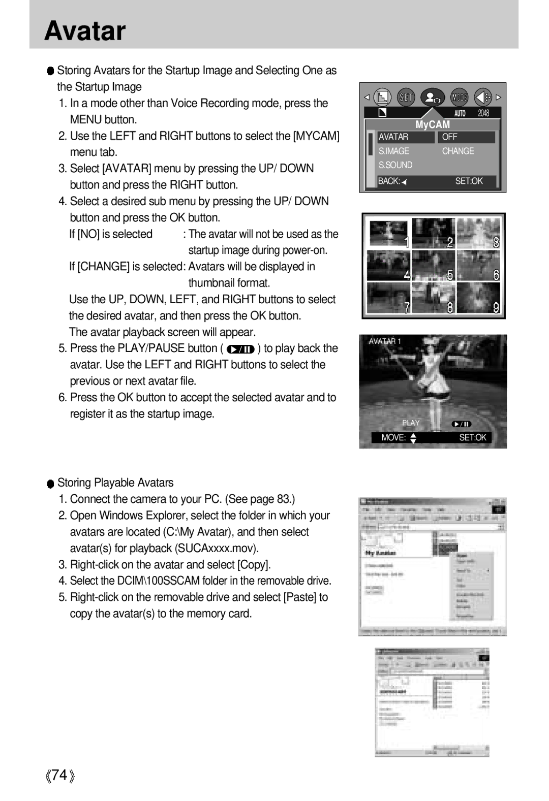 Samsung U-CA 3 manual Avatar, Right-click on the avatar and select Copy 