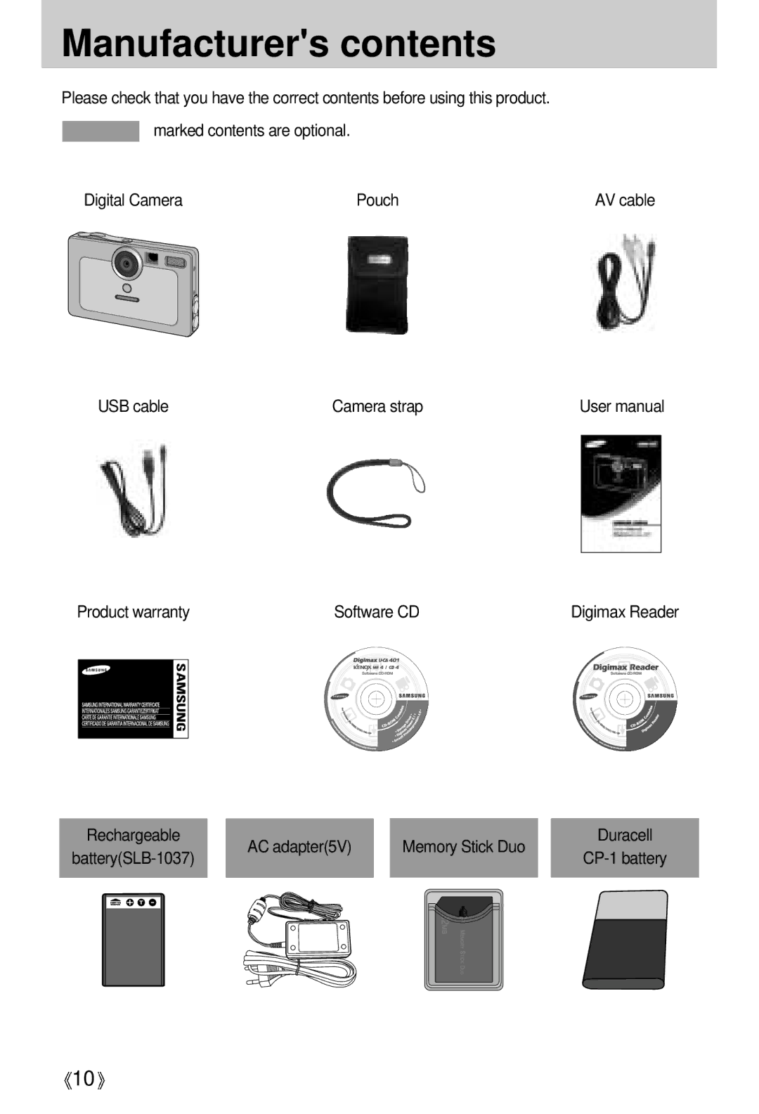 Samsung U-CA 401 user manual Manufacturers contents 