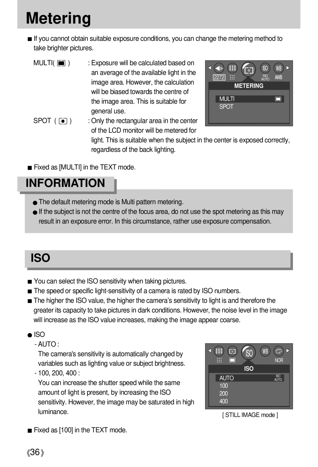 Samsung U-CA 401 user manual Metering 