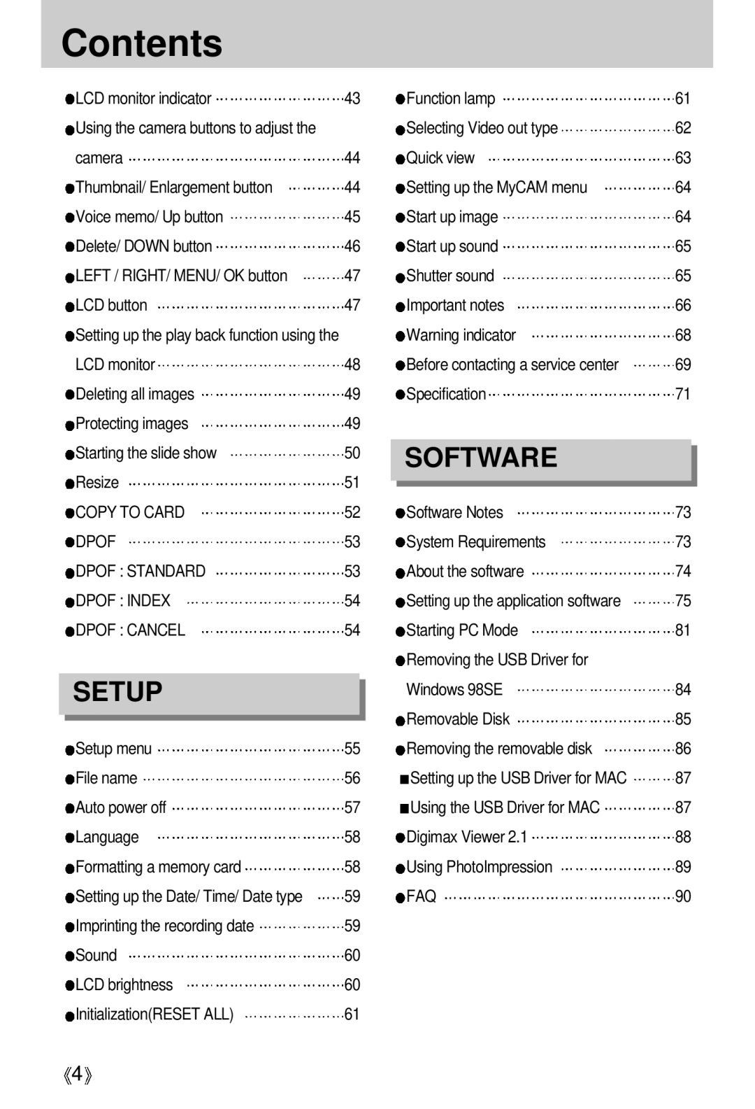 Samsung U-CA 401 LCD monitor indicator Function lamp, Resize, Software Notes, System Requirements, About the software 