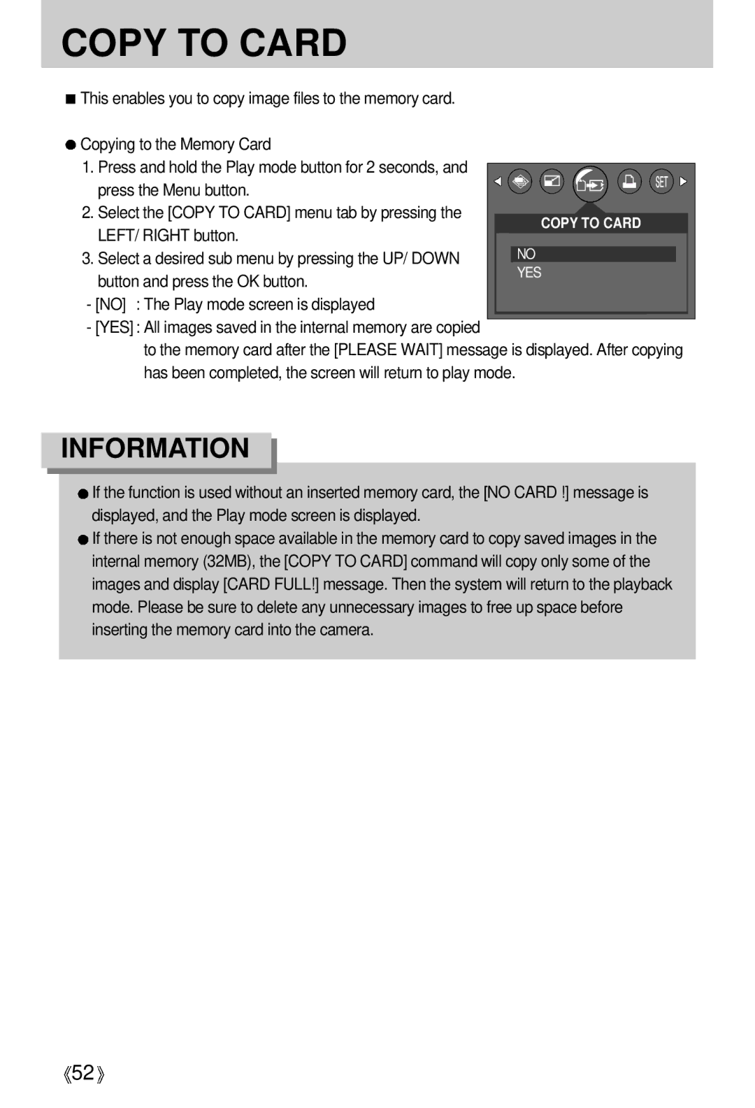 Samsung U-CA 401 user manual Copy to Card 