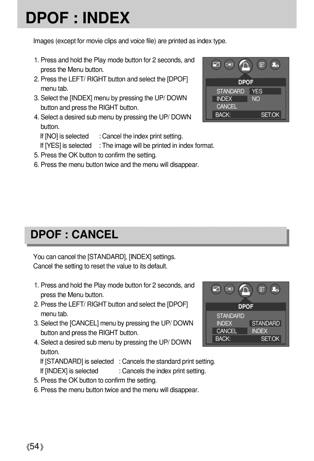 Samsung U-CA 401 Select the Index menu by pressing the UP/ Down, Button and press the Right button, If Index is selected 