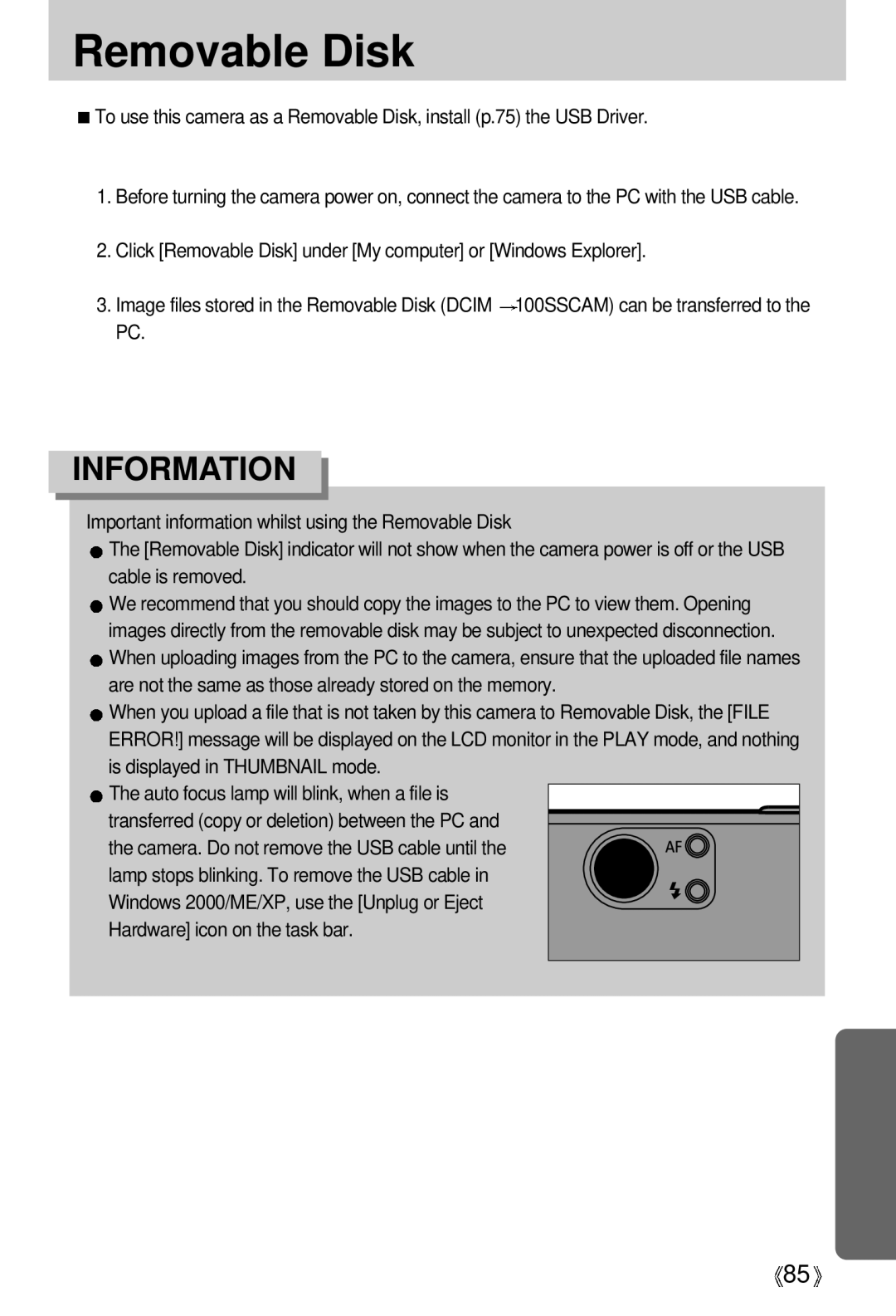 Samsung U-CA 401 user manual Removable Disk 