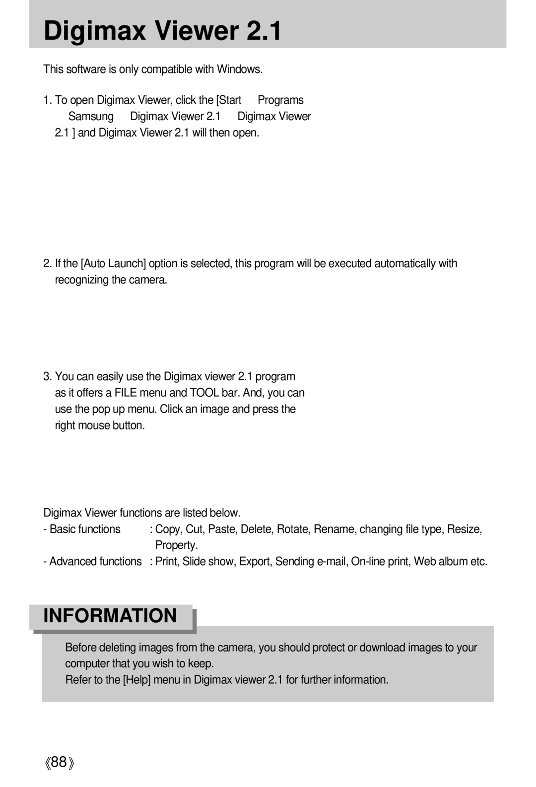 Samsung U-CA 401 user manual Digimax Viewer, Property 