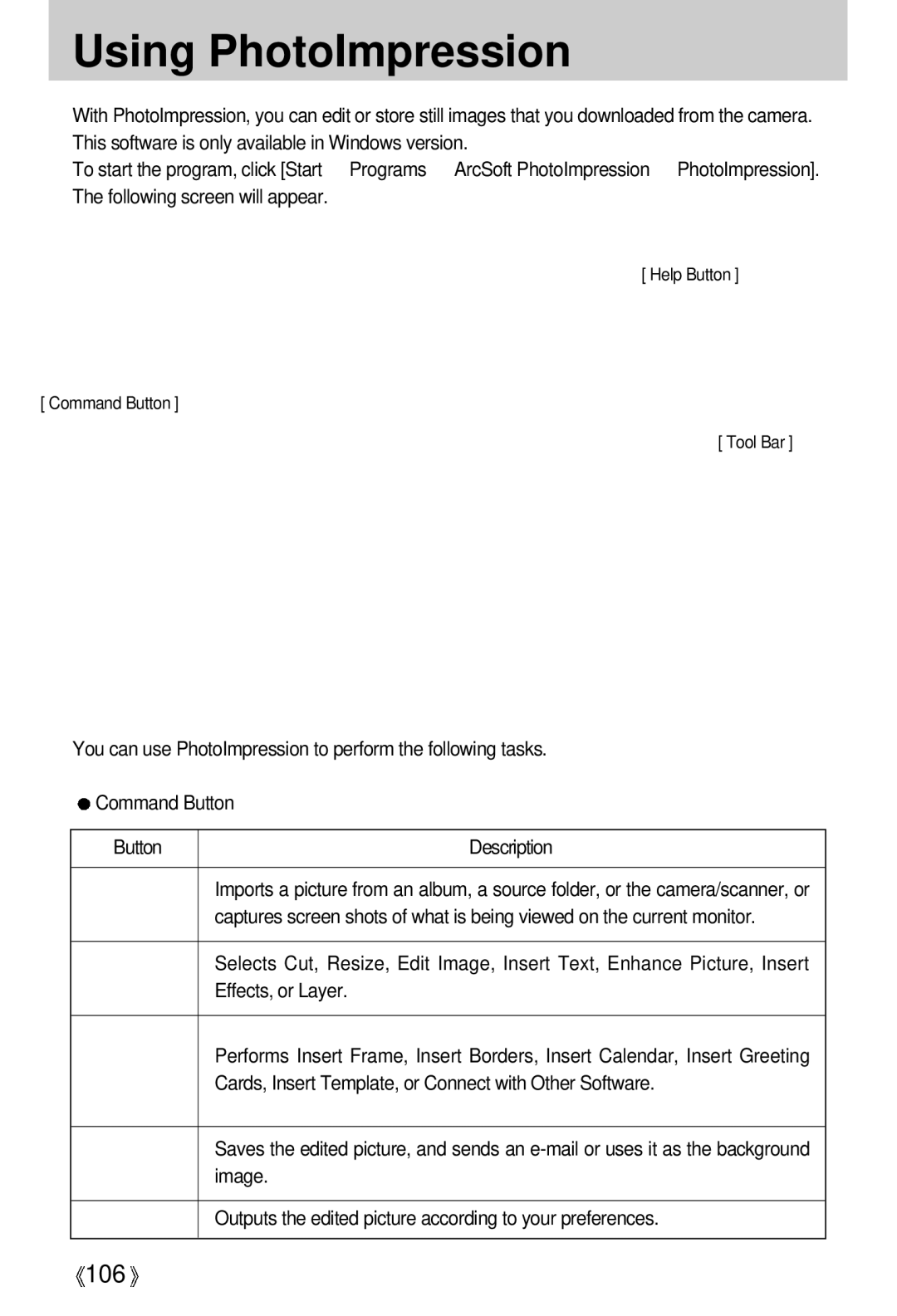 Samsung U-CA 501 user manual Using PhotoImpression 