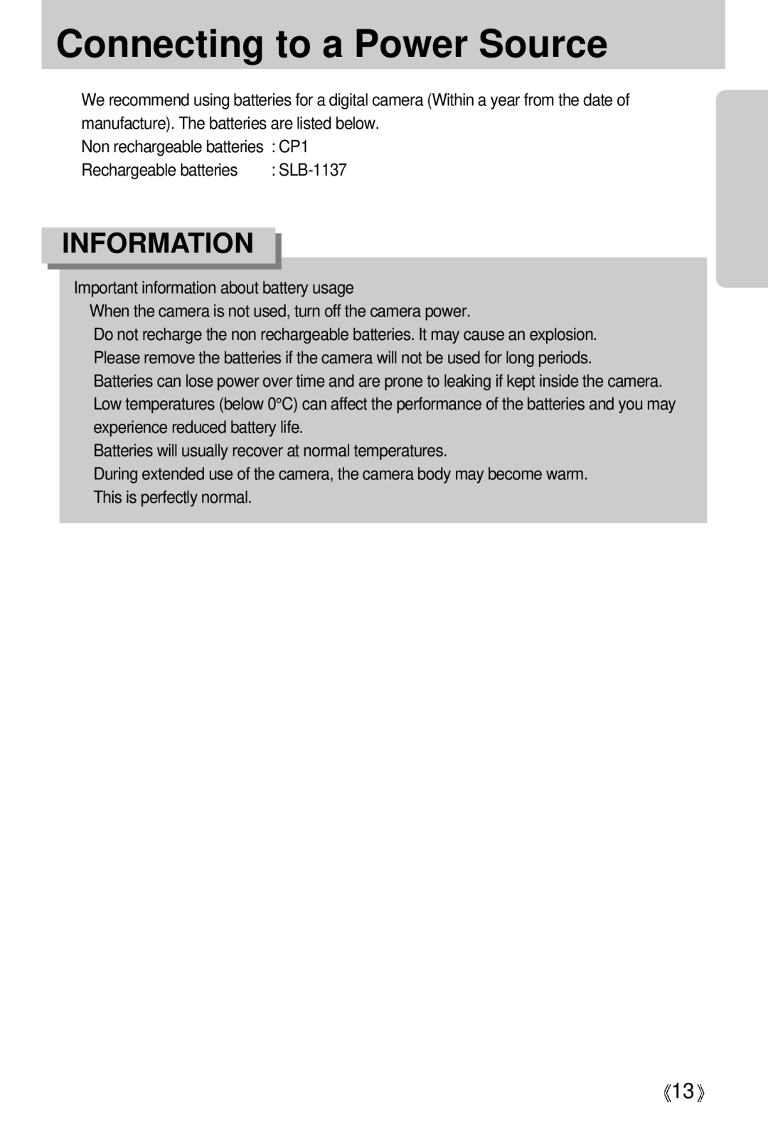 Samsung U-CA 501 user manual Connecting to a Power Source, Information 