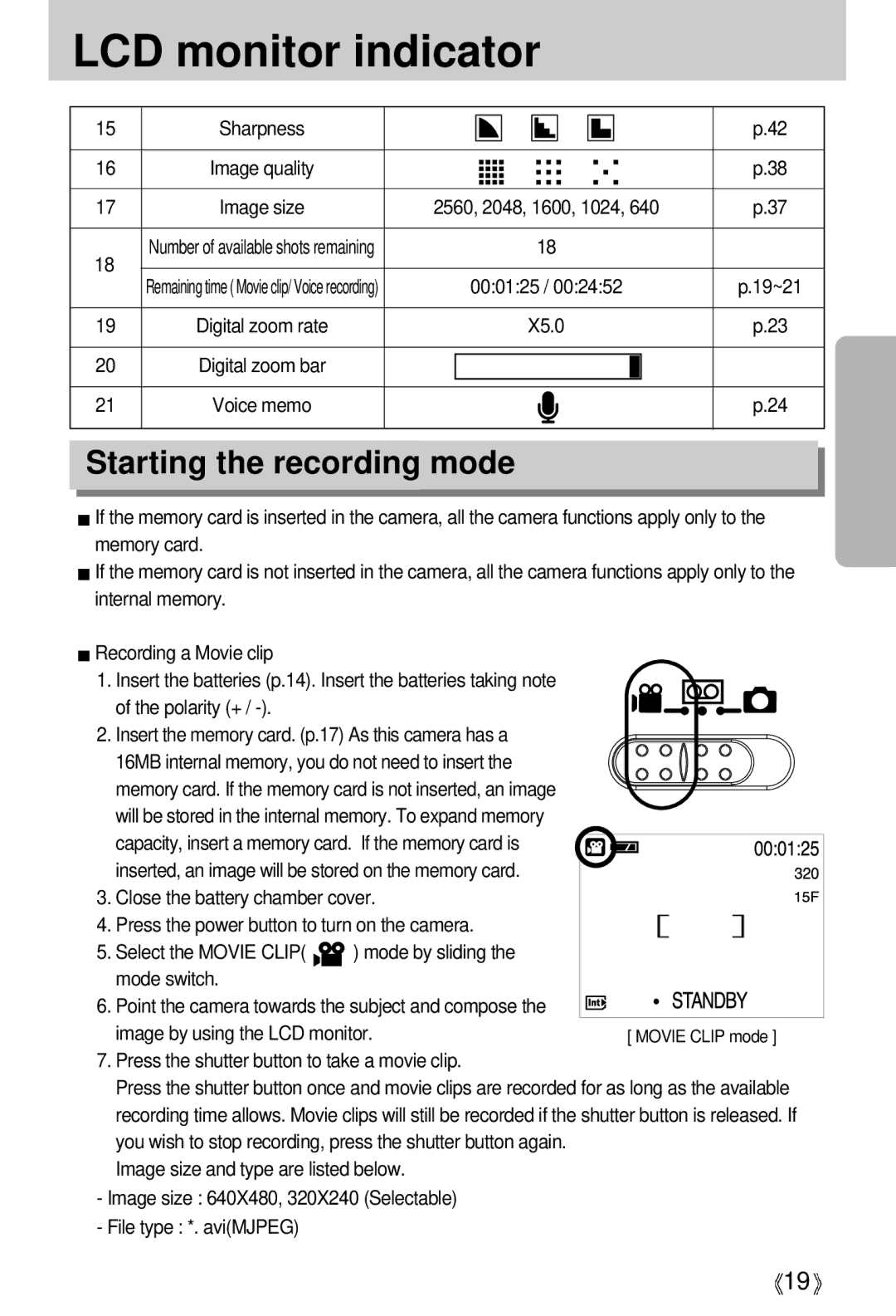 Samsung U-CA 501 user manual Starting the recording mode 