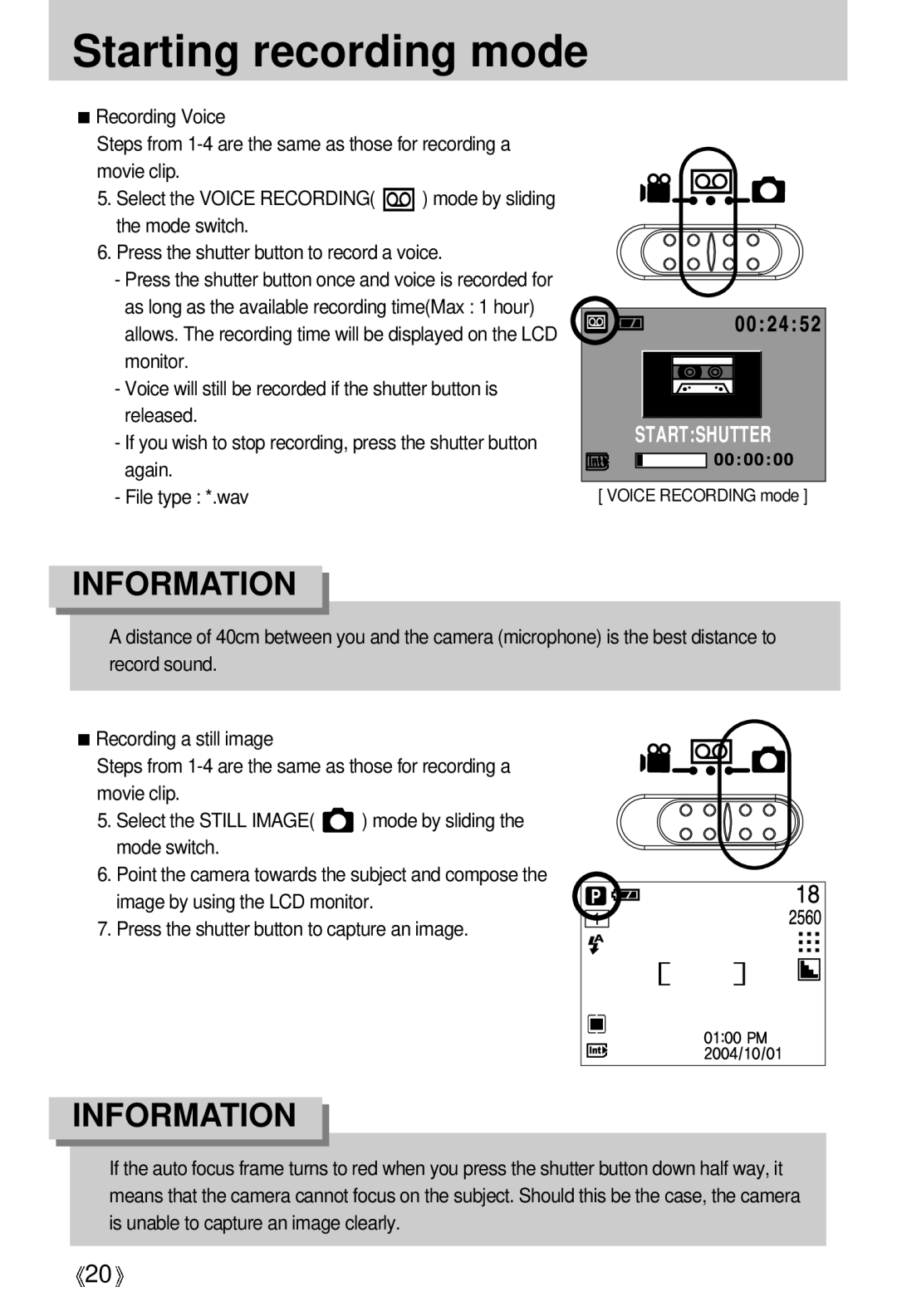 Samsung U-CA 501 user manual Starting recording mode 