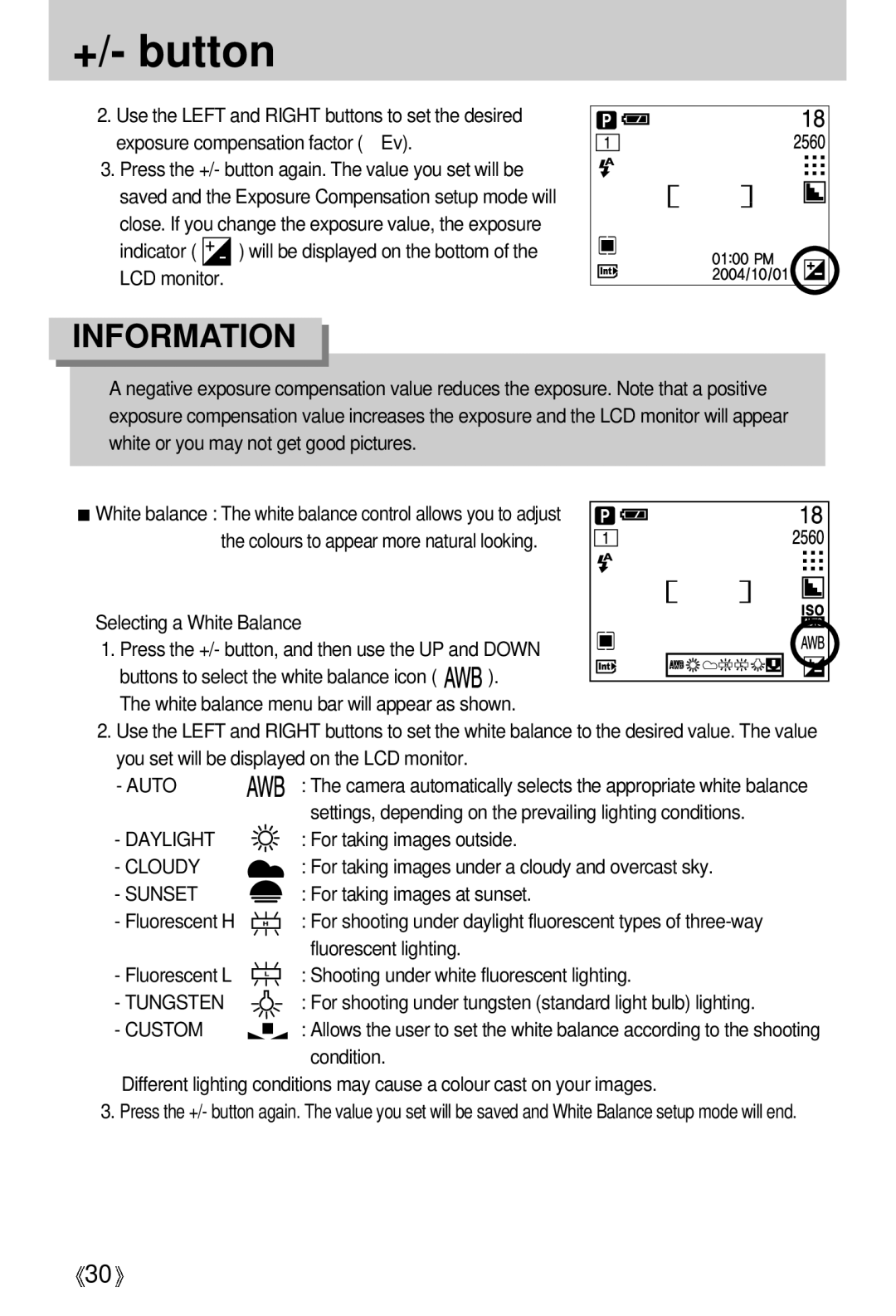 Samsung U-CA 501 user manual +/- button 