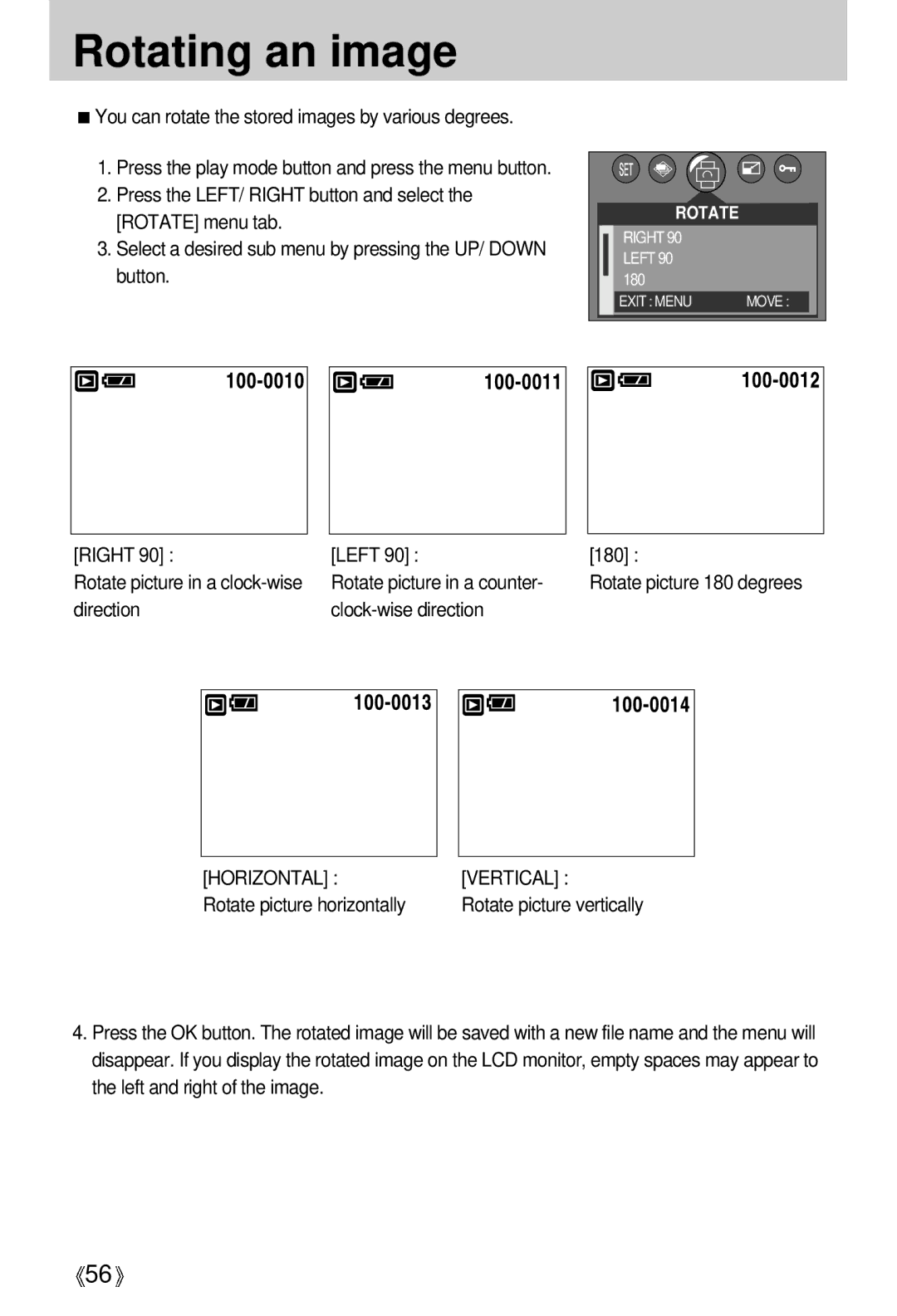 Samsung U-CA 501 user manual Rotating an image, Horizontal, Vertical 