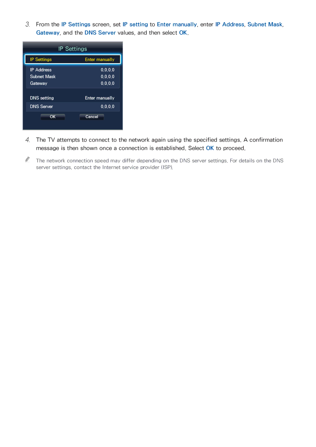 Samsung UA110S9ARXUM, UA110S9VRXUM, UA110S9VRXZN manual IP Settings 