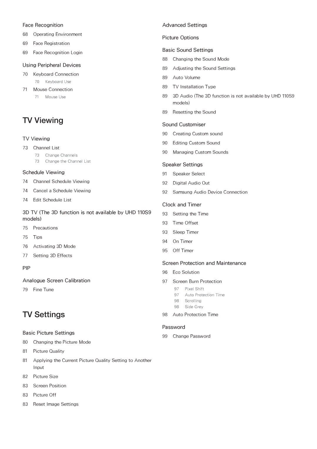 Samsung UA110S9VRXZN, UA110S9VRXUM, UA110S9ARXUM manual TV Viewing 