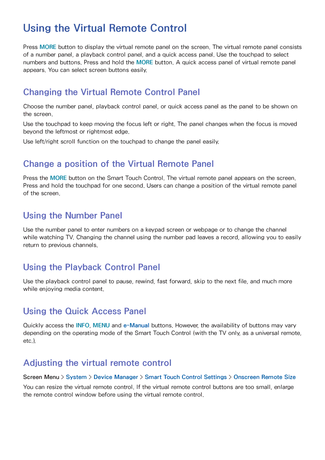 Samsung UA110S9ARXUM, UA110S9VRXUM, UA110S9VRXZN manual Using the Virtual Remote Control 