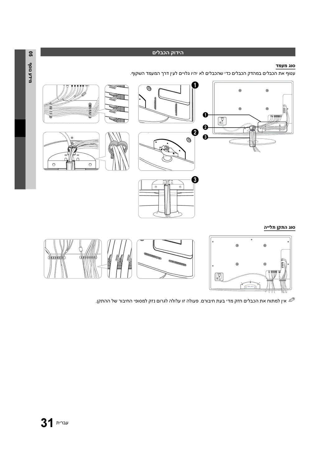 Samsung UA32C4000PXSQ manual םילבכה קודיה, 05 ףסונ עדימ, דמעמ גוס, היילת ןקתה גוס 