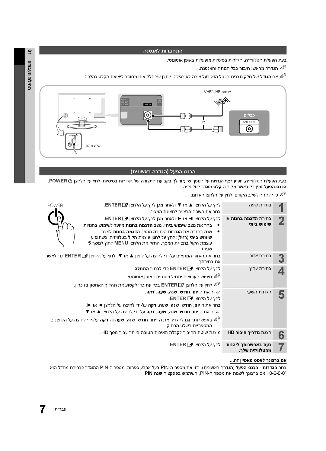 Samsung UA32C4000PXSQ manual הנטנאל תורבחתה, תינושאר הרדגה לעפה-סנכה 