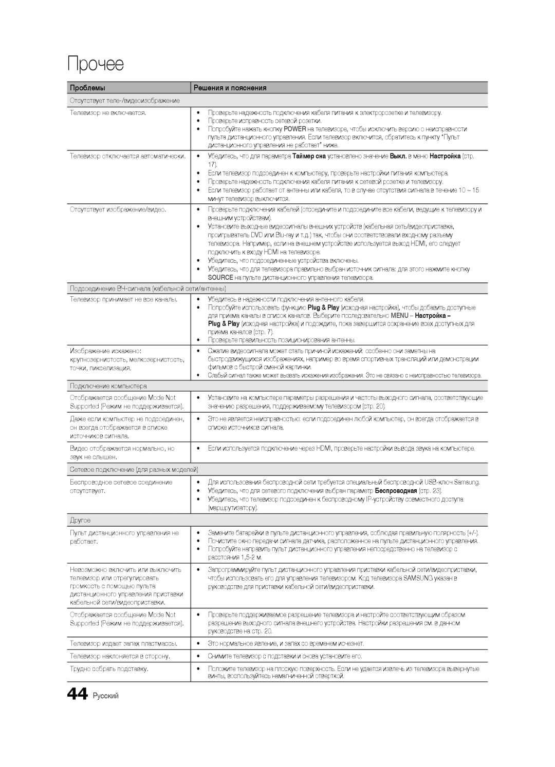 Samsung UA40C5000QRXCS, UA32C5000QRXCS, UA46C5000QRXCS manual 44 Русский 