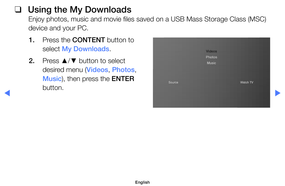 Samsung UA32D5800VRXXT manual Using the My Downloads 