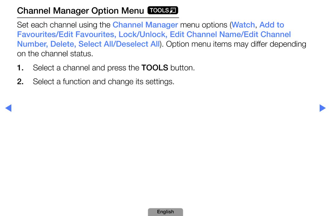 Samsung UA32D5800VRXXT manual Channel Manager Option Menu t 