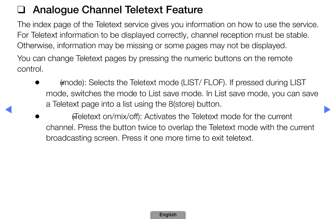 Samsung UA32D5800VRXXT manual Analogue Channel Teletext Feature 