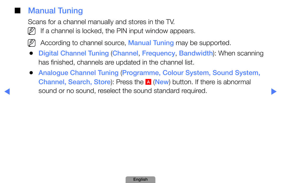 Samsung UA32D5800VRXXT manual Manual Tuning 