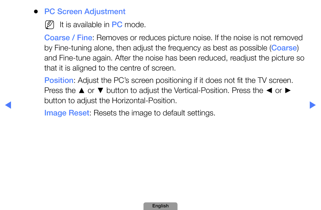 Samsung UA32D5800VRXXT manual PC Screen Adjustment, NN It is available in PC mode 