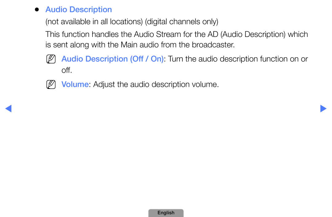 Samsung UA32D5800VRXXT manual Audio Description 