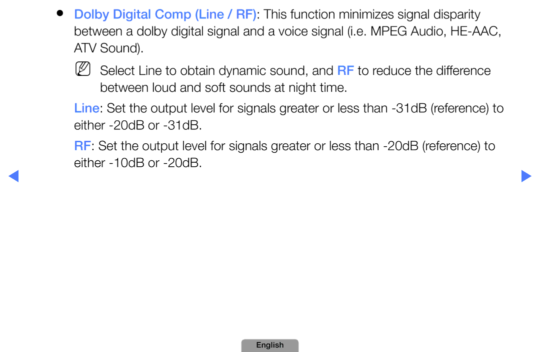 Samsung UA32D5800VRXXT manual Either -20dB or -31dB 