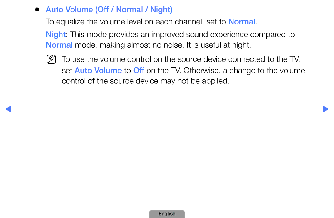 Samsung UA32D5800VRXXT manual Auto Volume Off / Normal / Night 