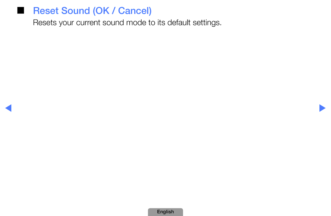 Samsung UA32D5800VRXXT manual Reset Sound OK / Cancel 