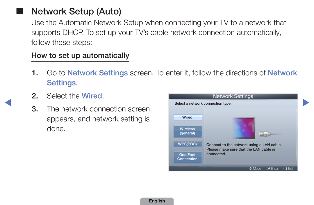 Samsung UA32D5800VRXXT manual Network Setup Auto 