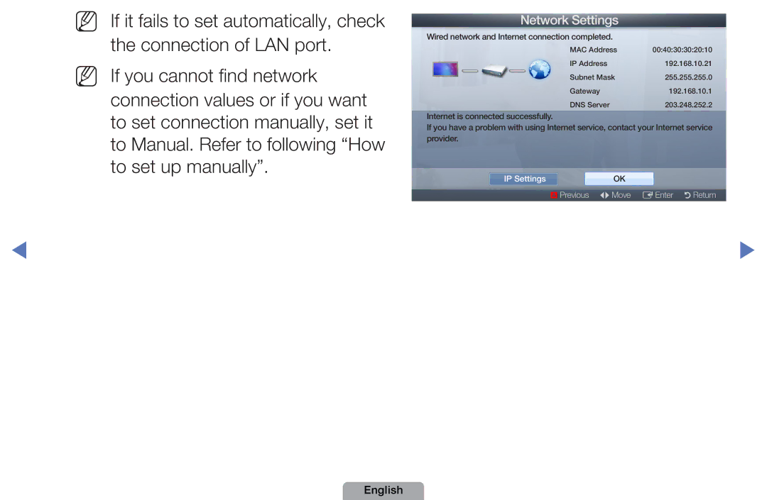 Samsung UA32D5800VRXXT manual IP Settings 