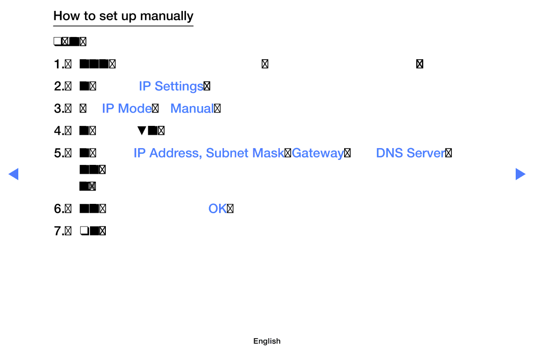 Samsung UA32D5800VRXXT manual Set IP Mode to Manual 