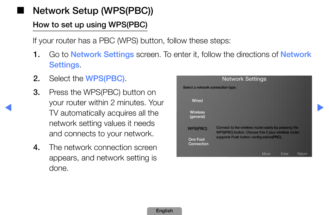 Samsung UA32D5800VRXXT manual Network Setup Wpspbc 