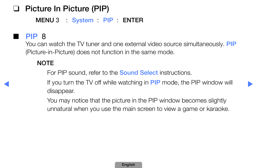 Samsung UA32D5800VRXXT manual Picture In Picture PIP, PIP t 