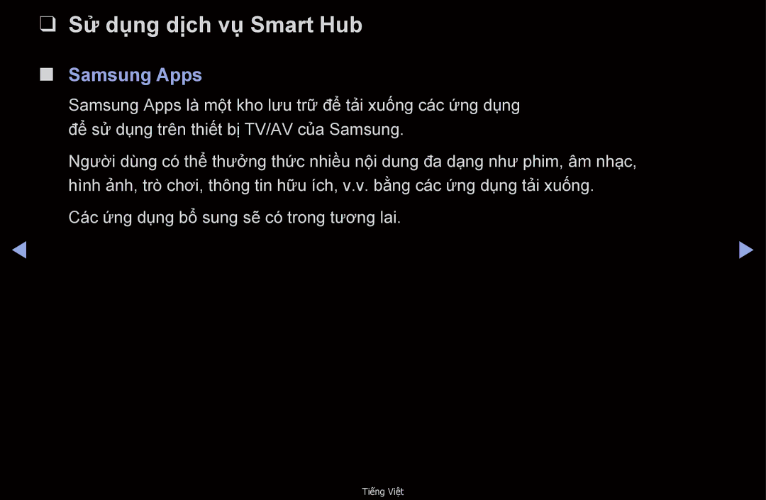 Samsung UA55D6600WNXXV, UA32D6000SNXXV, UA40D6000SNXXV, UA55D6600WMXXV manual Sử dụng dịch vụ Smart Hub, Samsung Apps 