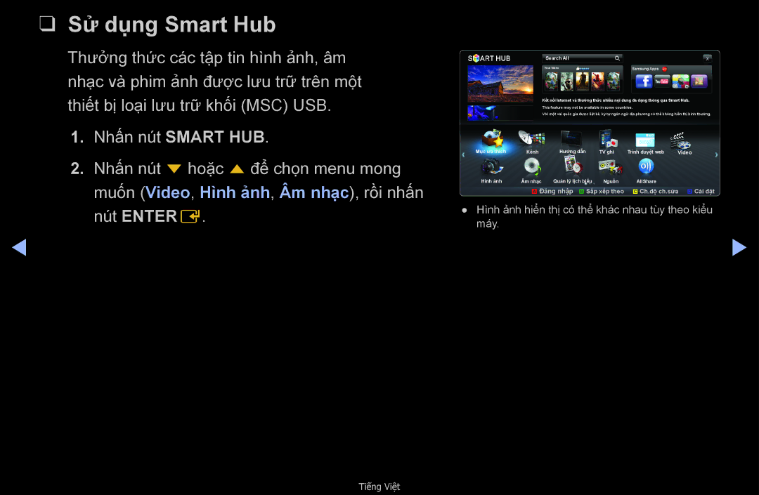Samsung UA40D6600WMXXV, UA32D6000SNXXV, UA40D6000SNXXV, UA55D6600WMXXV, UA40D6600WNXXV, UA46D6400UMXXS manual Sư dung Smart Hub 