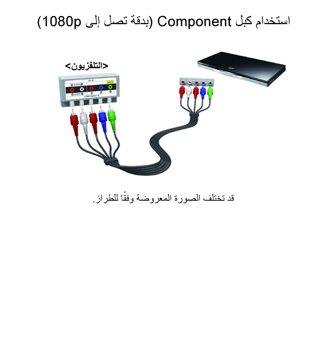 Samsung UA46ES6200RXSK, UA32EH4500RXSK, UA40EH5300RXSK, UA46EH5300RXSK manual 1080p ىلإ لصت ةقدب Component لبك مادختسا 